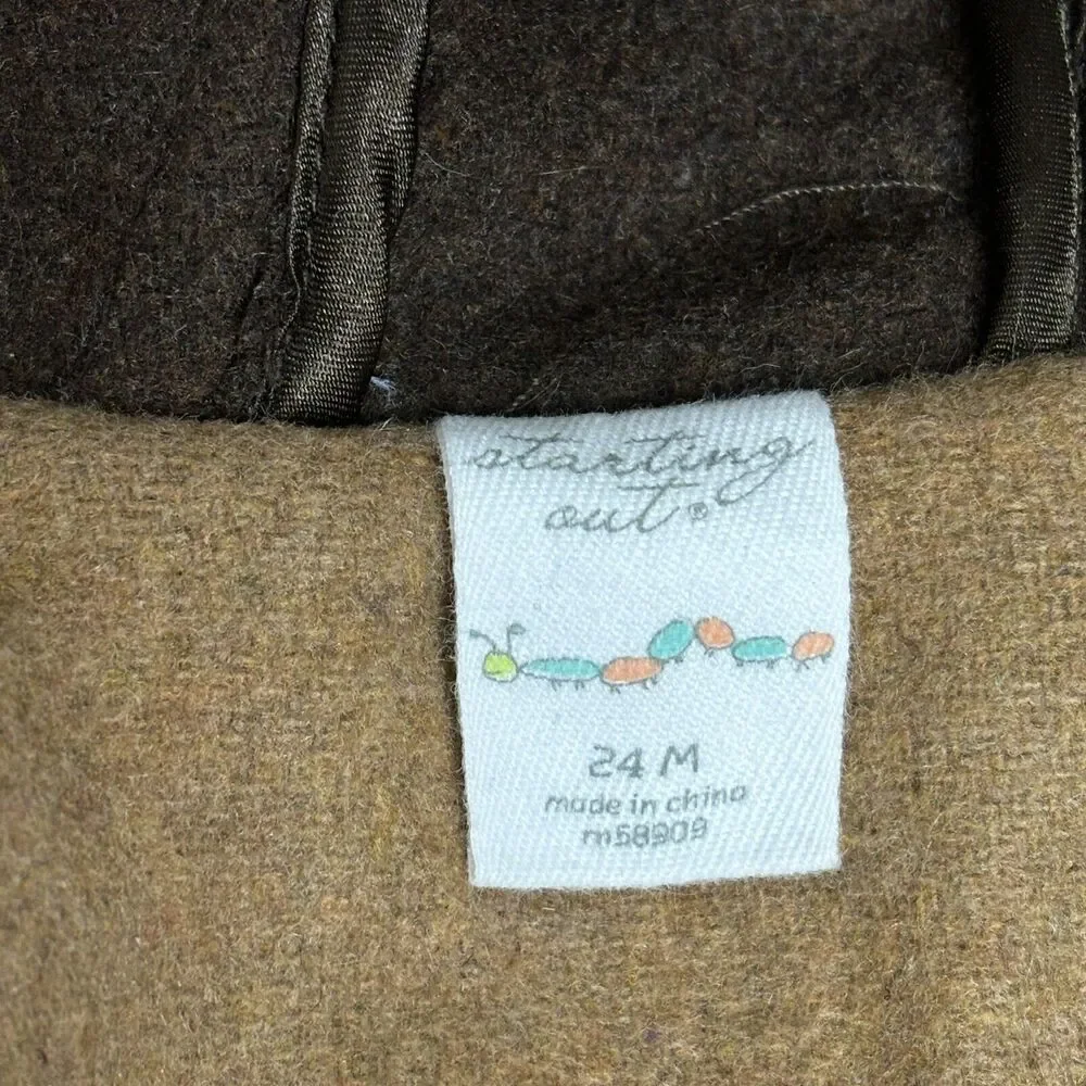 Starting Out Tan Polyester Wool Blend Hooded Fit & Flare Coat‎ Girls Size 24T